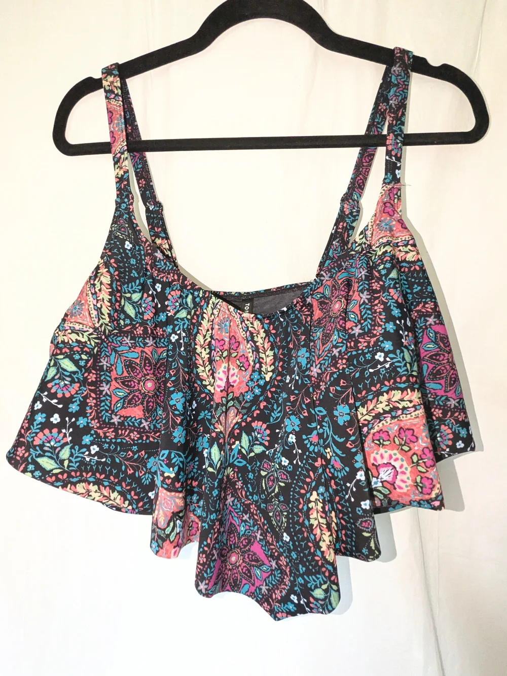 Women’s 2 Piece Multicolor Paisley Floral Ruffle Swimsuit - Picture 2 of 7